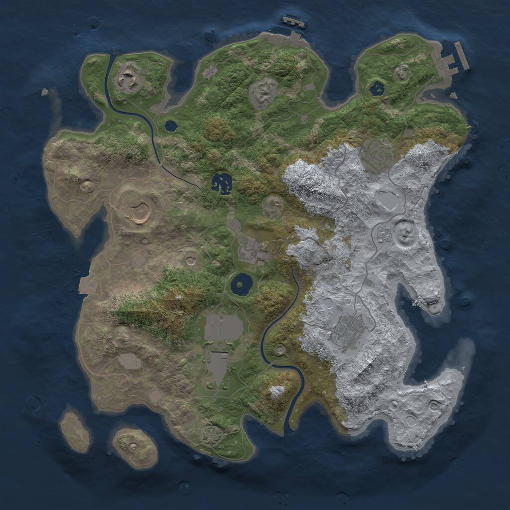 Rust Map: Procedural Map, Size: 3500, Seed: 9657, 13 Monuments
