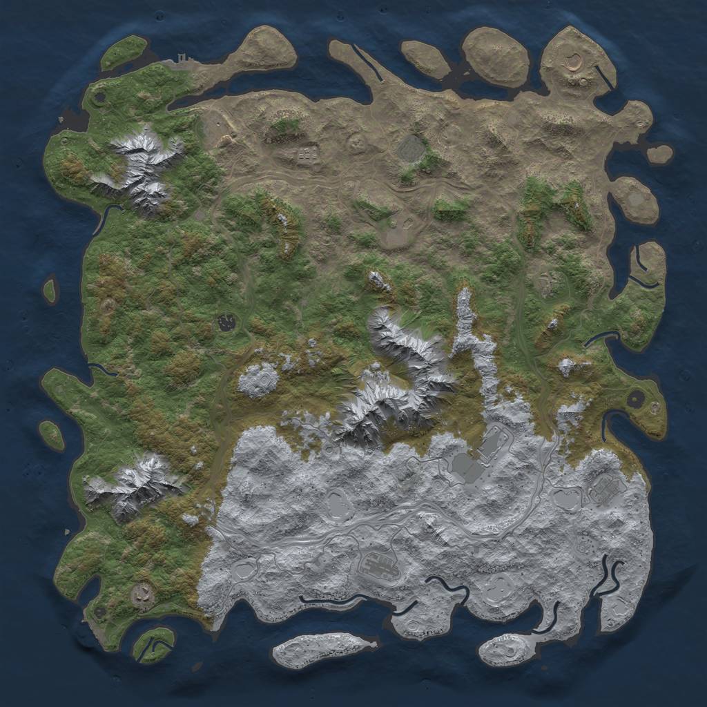 Rust Map: Procedural Map, Size: 6000, Seed: 943037, 20 Monuments