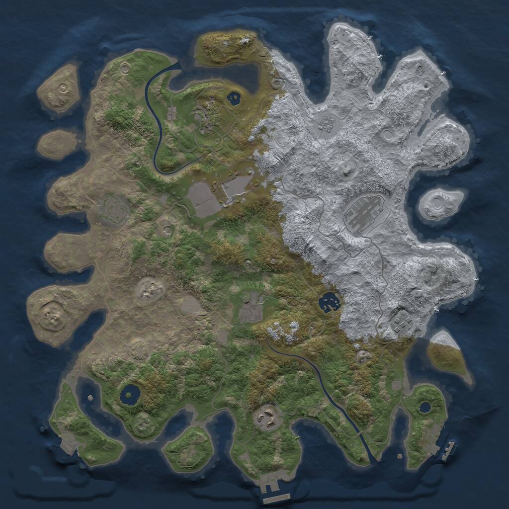 Rust Map: Procedural Map, Size: 3750, Seed: 273842595, 14 Monuments