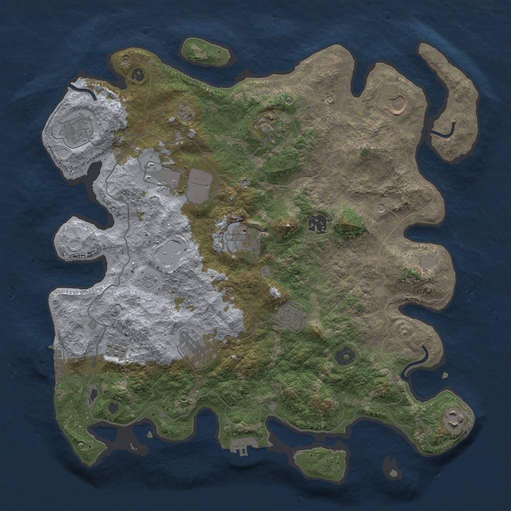 Rust Map: Procedural Map, Size: 4000, Seed: 272322, 17 Monuments