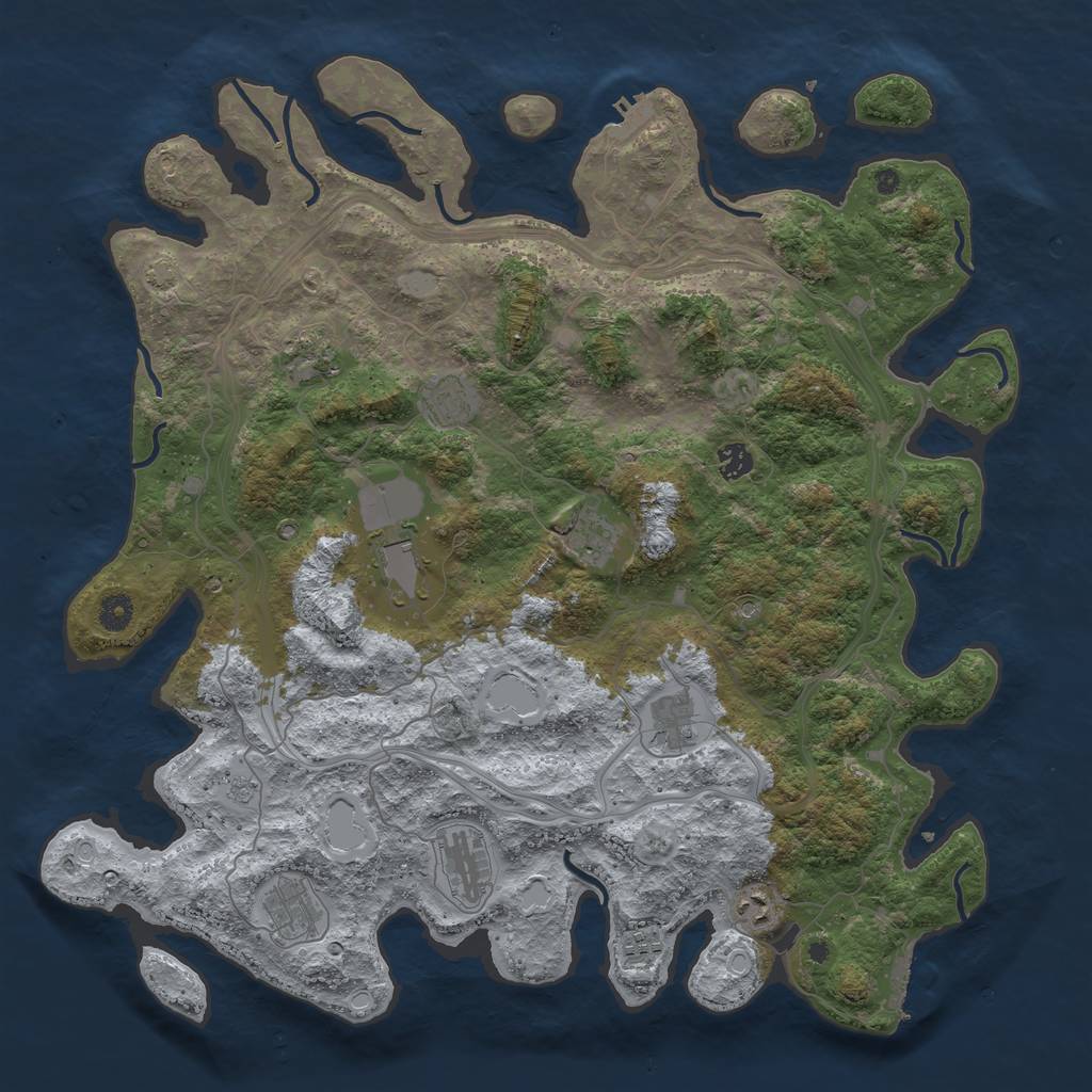 Rust Map: Procedural Map, Size: 4500, Seed: 200868, 18 Monuments