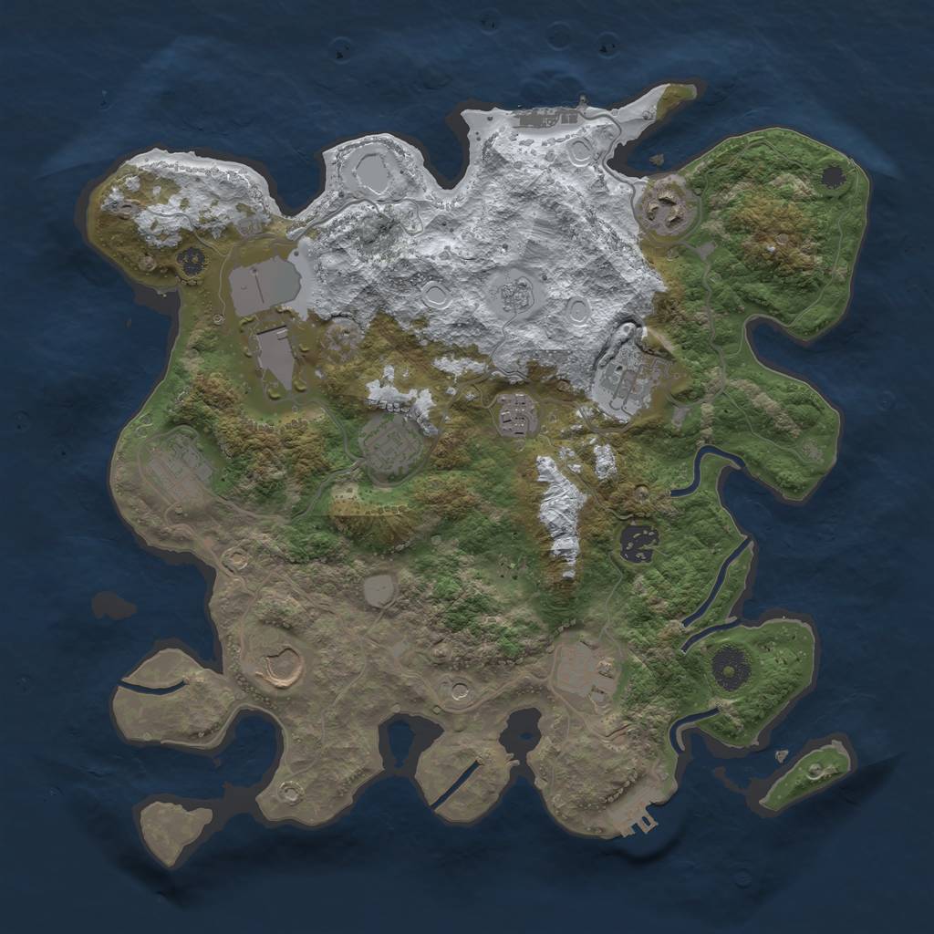 Rust Map: Procedural Map, Size: 3500, Seed: 1275740307, 18 Monuments