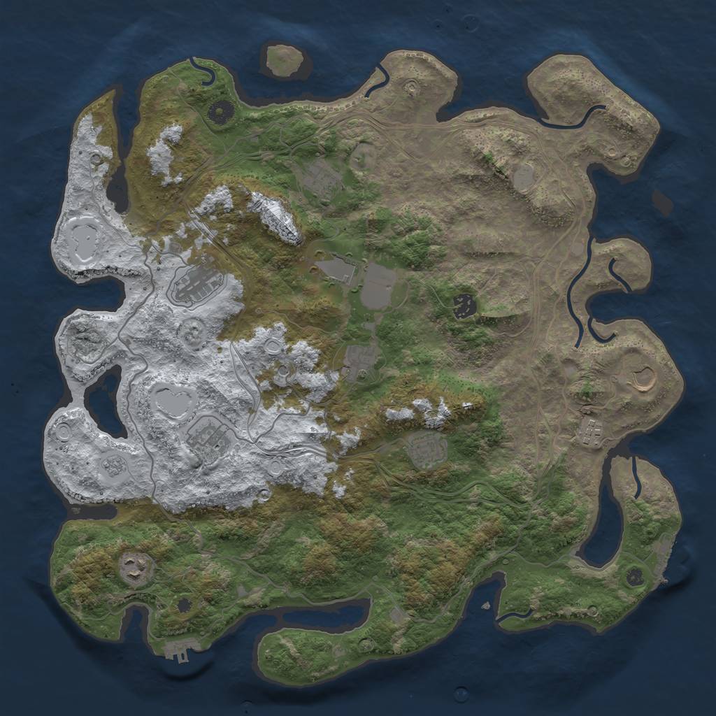 Rust Map: Procedural Map, Size: 4300, Seed: 34222232, 19 Monuments