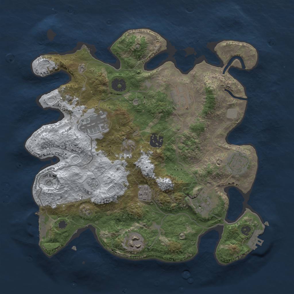 Rust Map: Procedural Map, Size: 3096, Seed: 123456, 16 Monuments