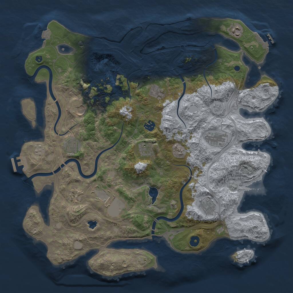 Rust Map: Procedural Map, Size: 4250, Seed: 126891424, 17 Monuments