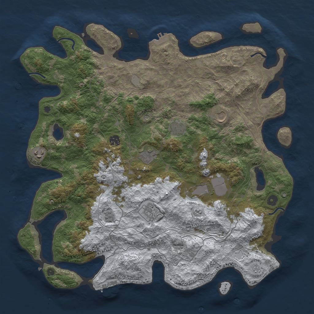 Rust Map: Procedural Map, Size: 4400, Seed: 56231, 17 Monuments