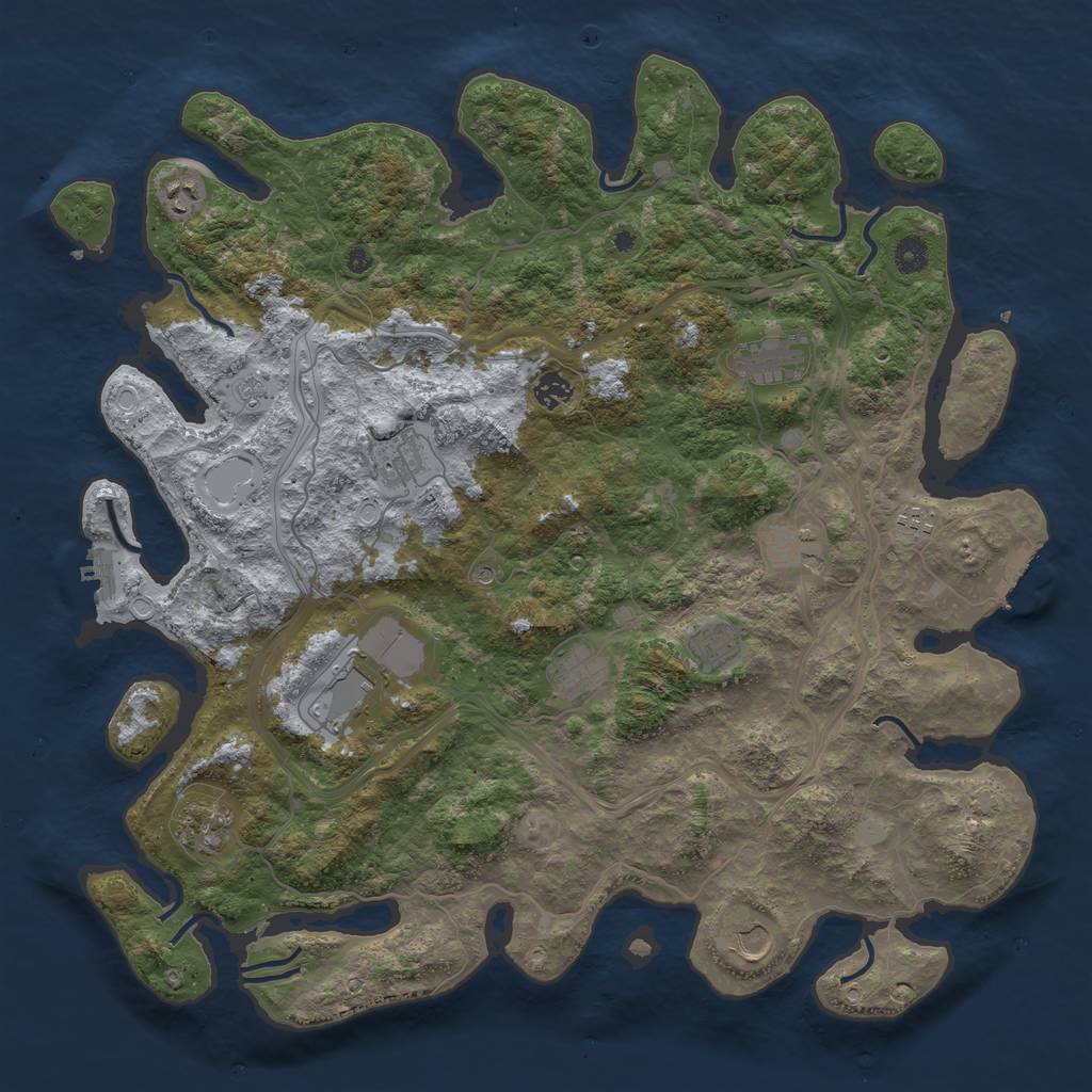Rust Map: Procedural Map, Size: 4500, Seed: 5151, 19 Monuments