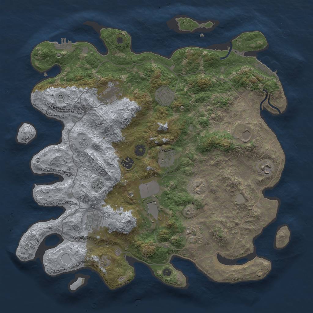 Rust Map: Procedural Map, Size: 4000, Seed: 711399203, 19 Monuments
