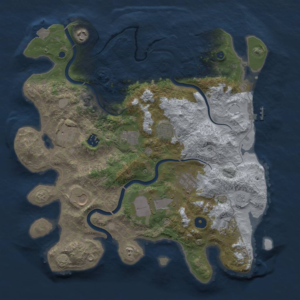 Rust Map: Procedural Map, Size: 3800, Seed: 3631975, 16 Monuments