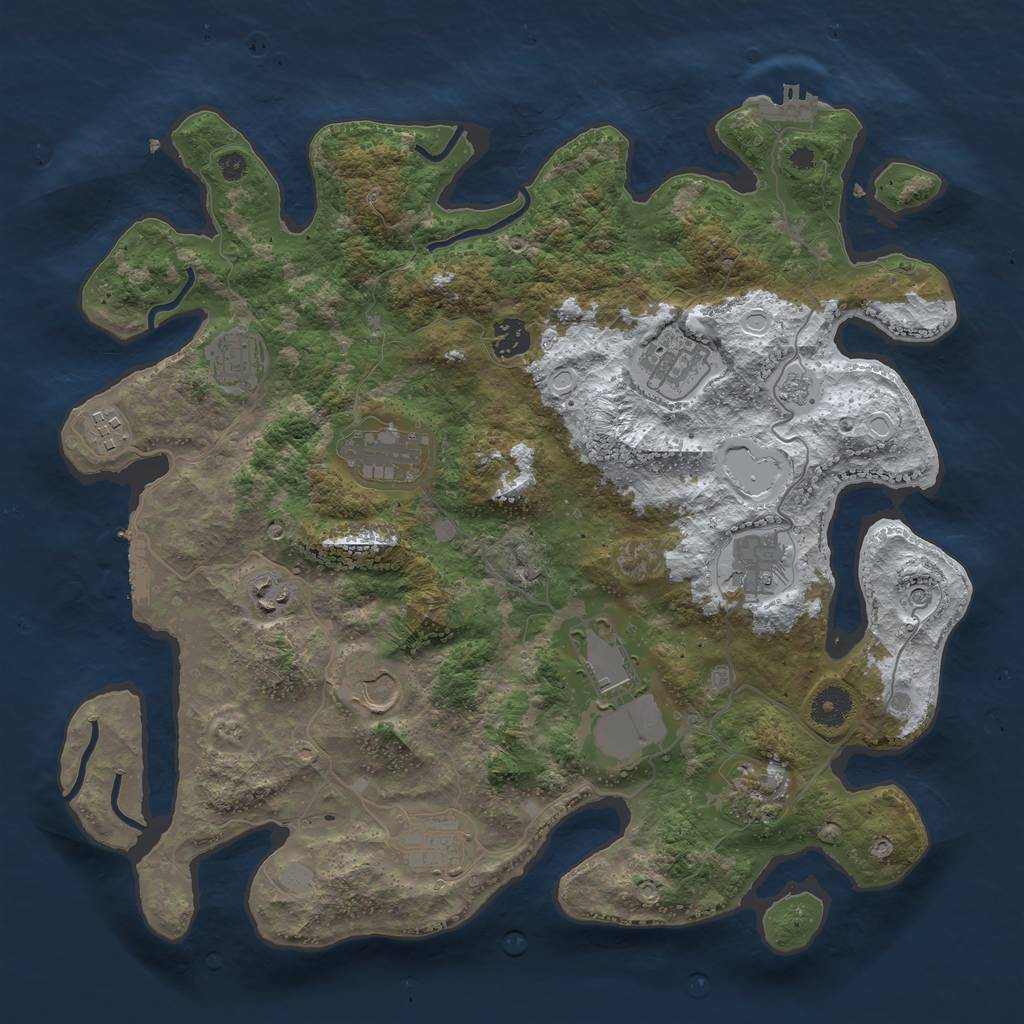 Rust Map: Procedural Map, Size: 3850, Seed: 712016420, 20 Monuments