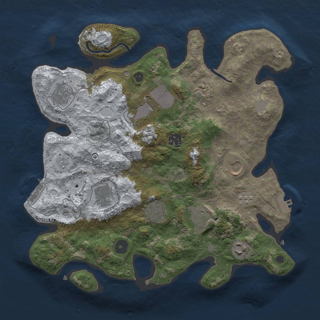 Rust Map: Procedural Map, Size: 3500, Seed: 231561, 19 Monuments
