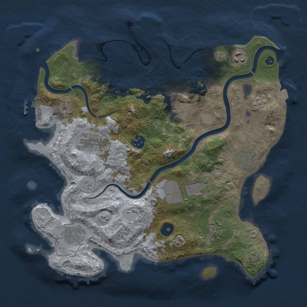 Rust Map: Procedural Map, Size: 3500, Seed: 460529423, 15 Monuments