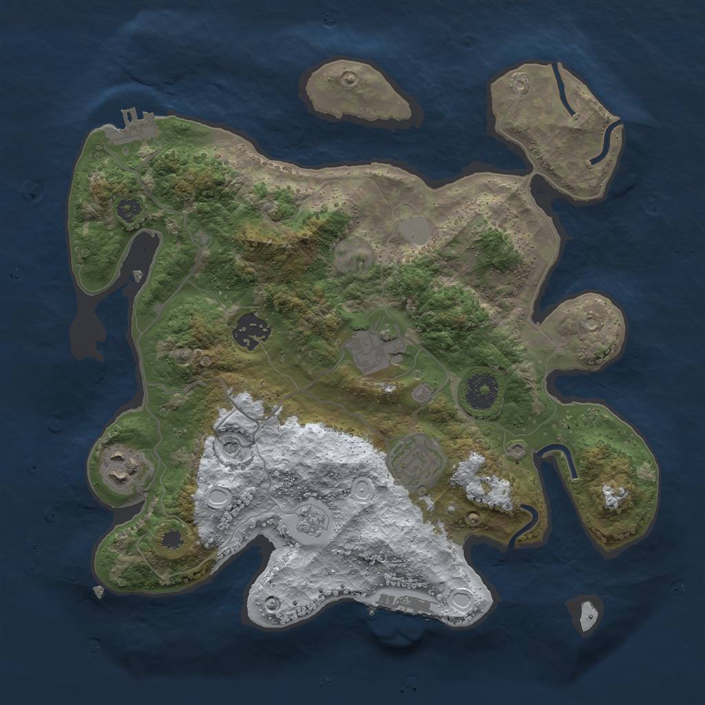 Rust Map: Procedural Map, Size: 3000, Seed: 3765404, 13 Monuments