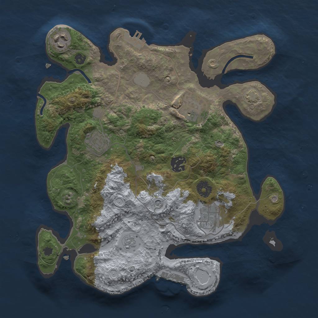 Rust Map: Procedural Map, Size: 3000, Seed: 59574, 13 Monuments