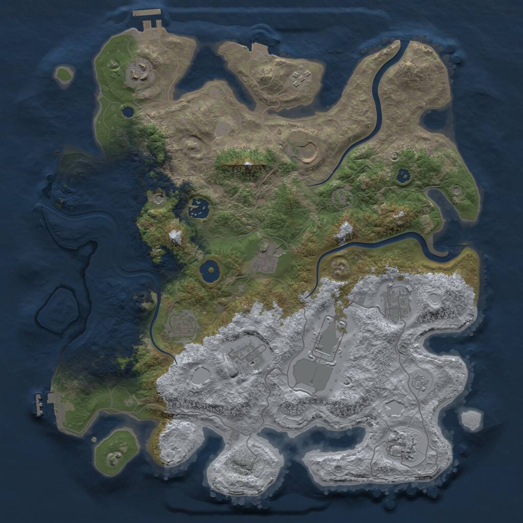 Rust Map: Procedural Map, Size: 3750, Seed: 1788950740, 16 Monuments