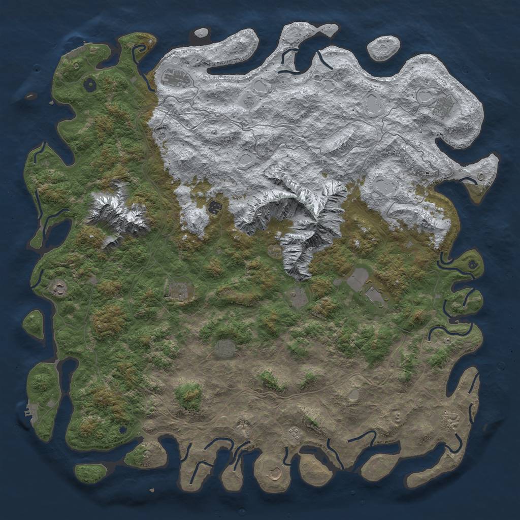 Rust Map: Procedural Map, Size: 6000, Seed: 50701, 20 Monuments