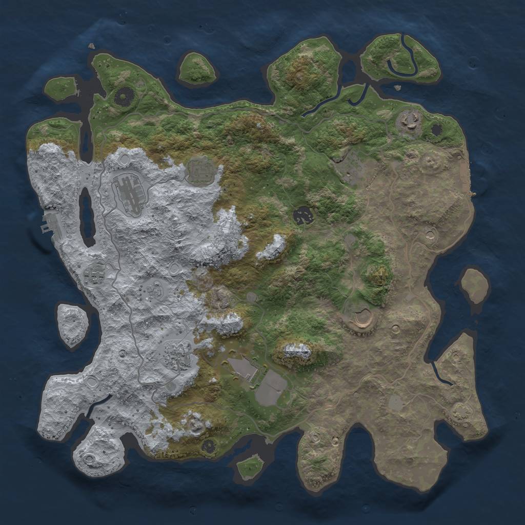 Rust Map: Procedural Map, Size: 4000, Seed: 883646181, 17 Monuments