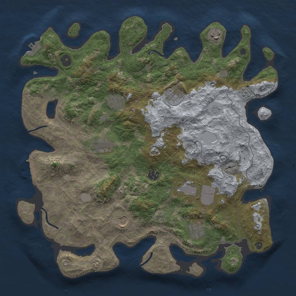 Rust Map: Procedural Map, Size: 4000, Seed: 47494, 18 Monuments