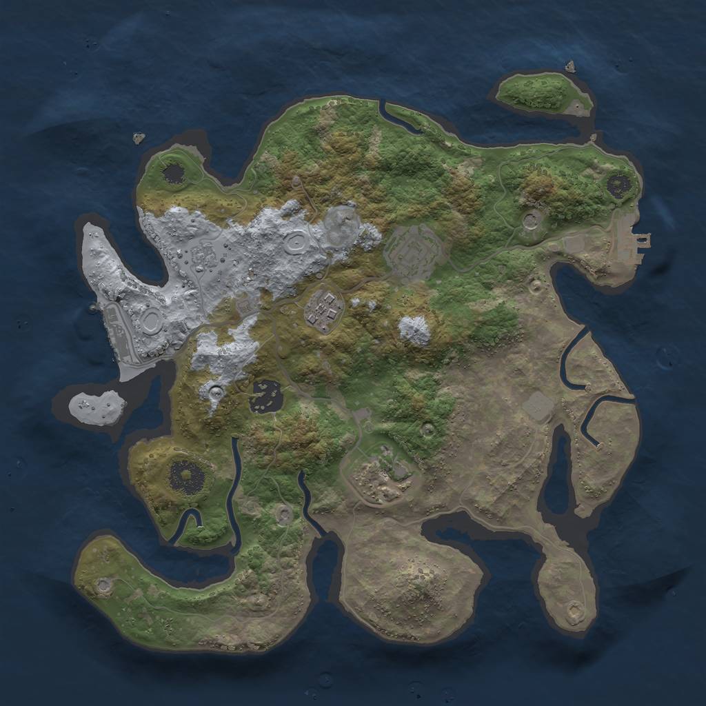 Rust Map: Procedural Map, Size: 3000, Seed: 882041581, 11 Monuments