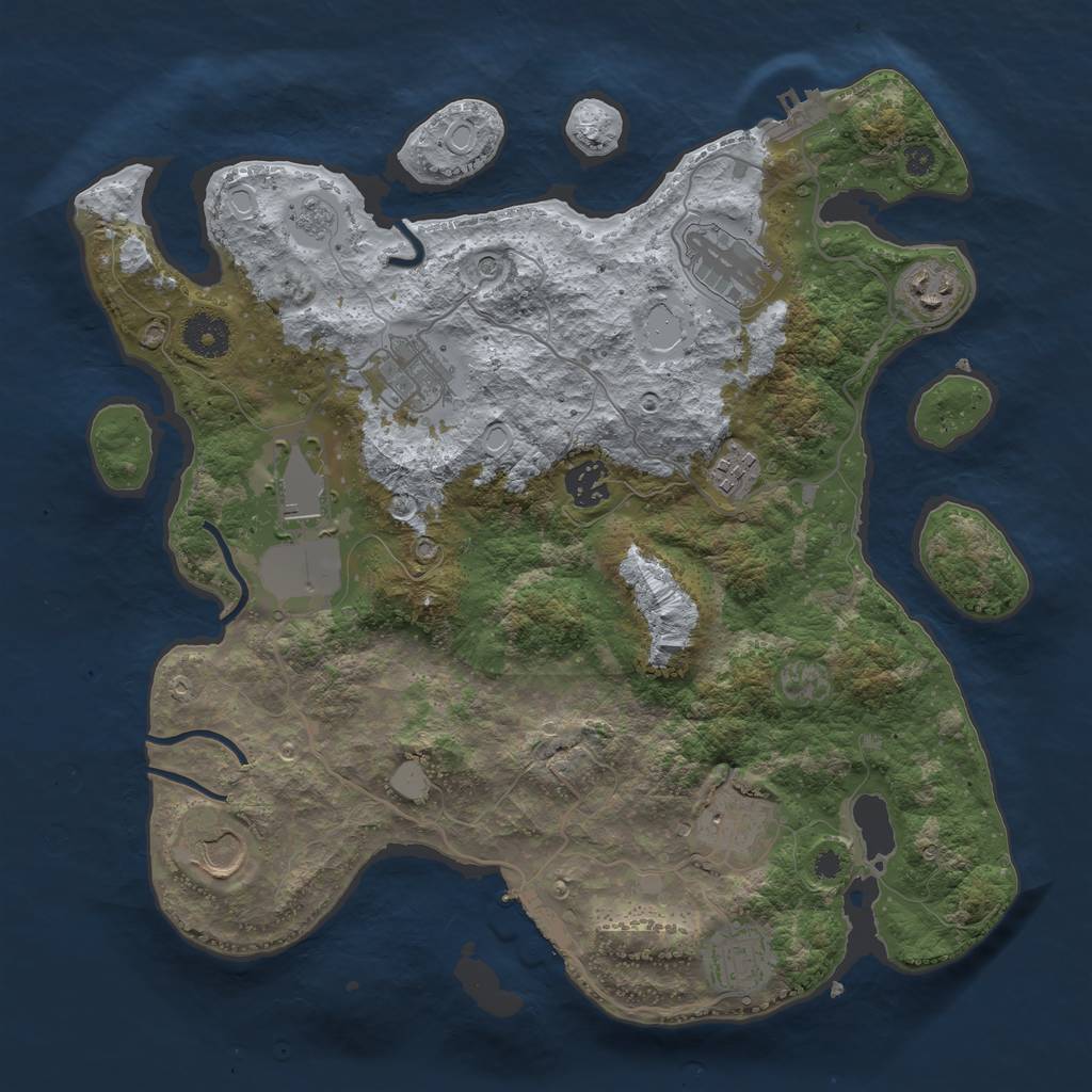 Rust Map: Procedural Map, Size: 3550, Seed: 945887152, 16 Monuments