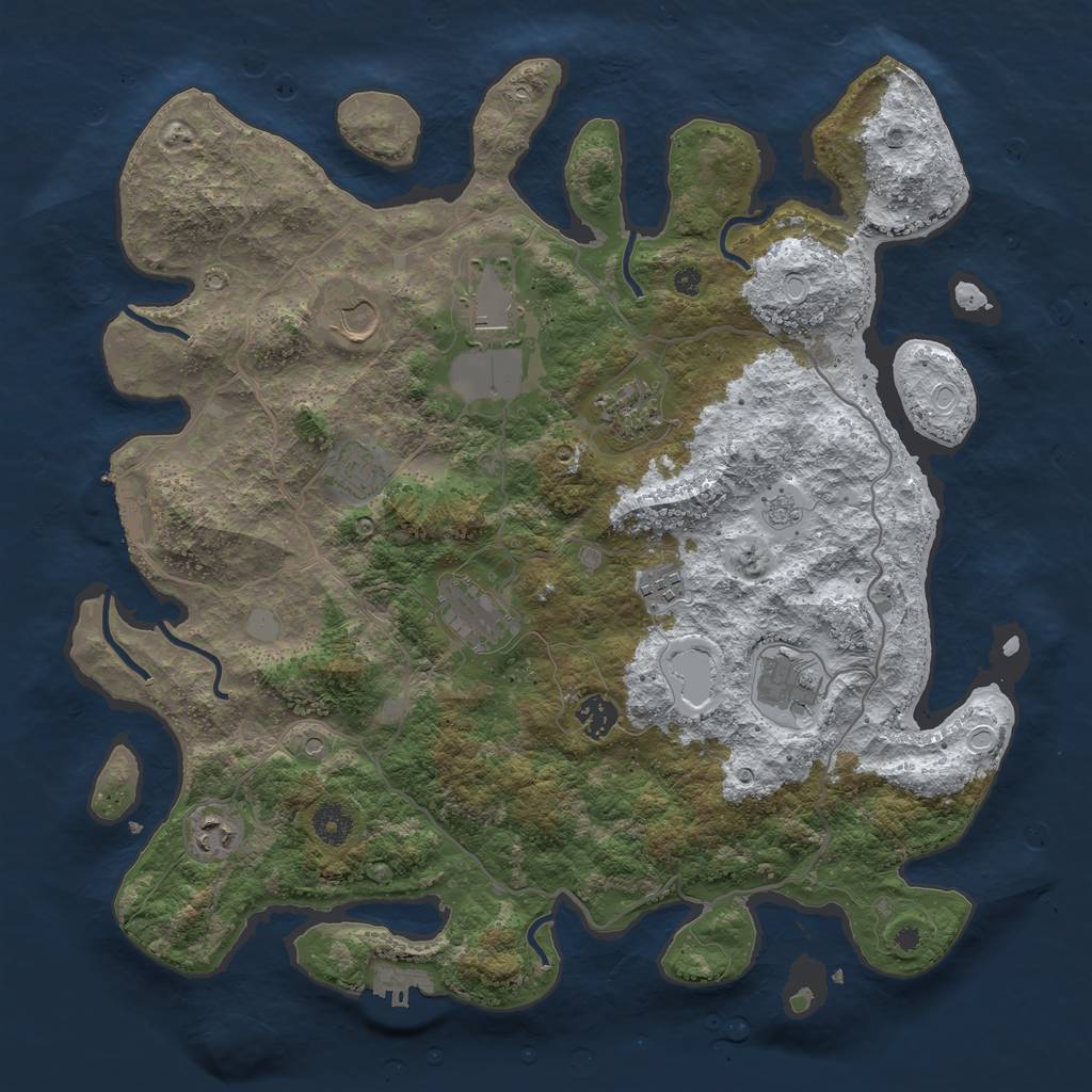 Rust Map: Procedural Map, Size: 4000, Seed: 1469745748, 18 Monuments