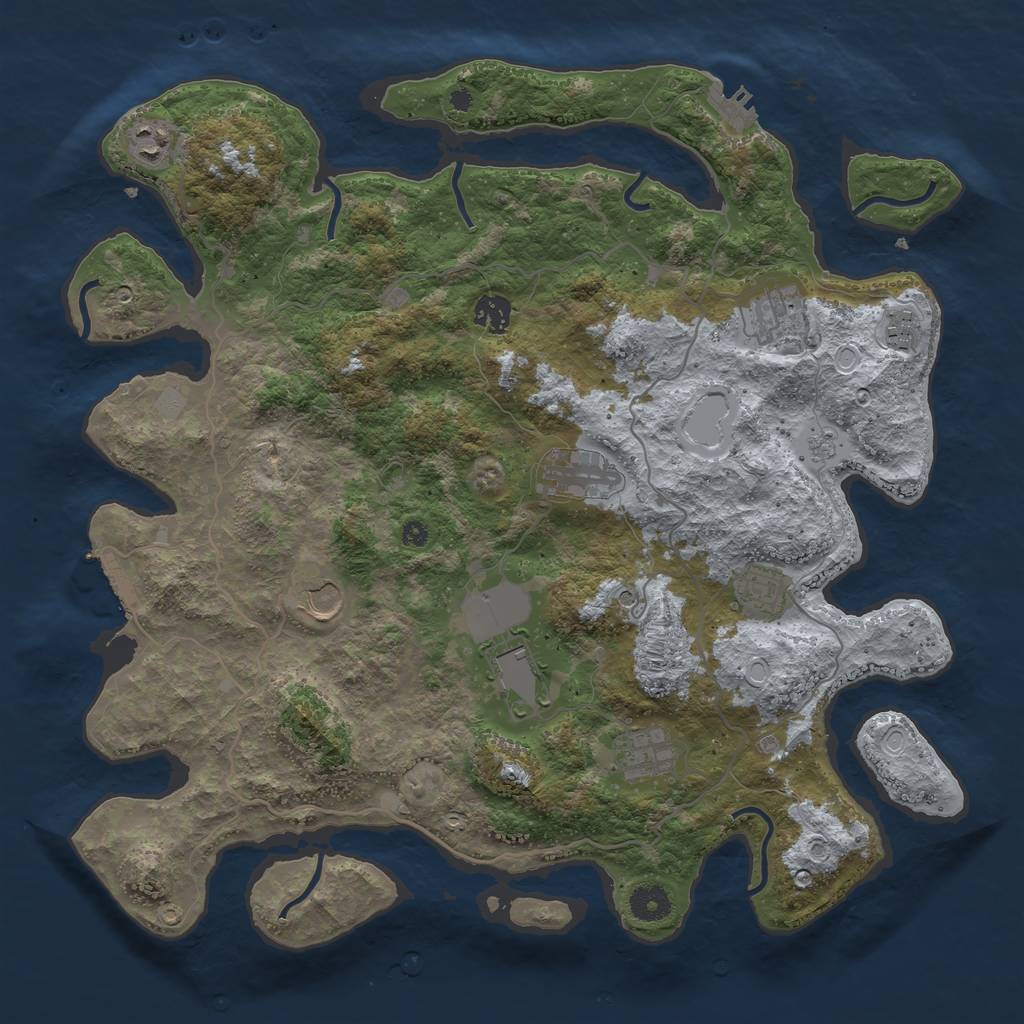Rust Map: Procedural Map, Size: 4000, Seed: 523455352, 16 Monuments