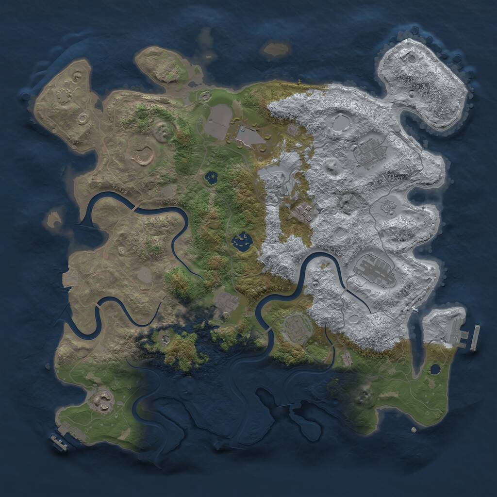 Rust Map: Procedural Map, Size: 3888, Seed: 1128071746, 16 Monuments