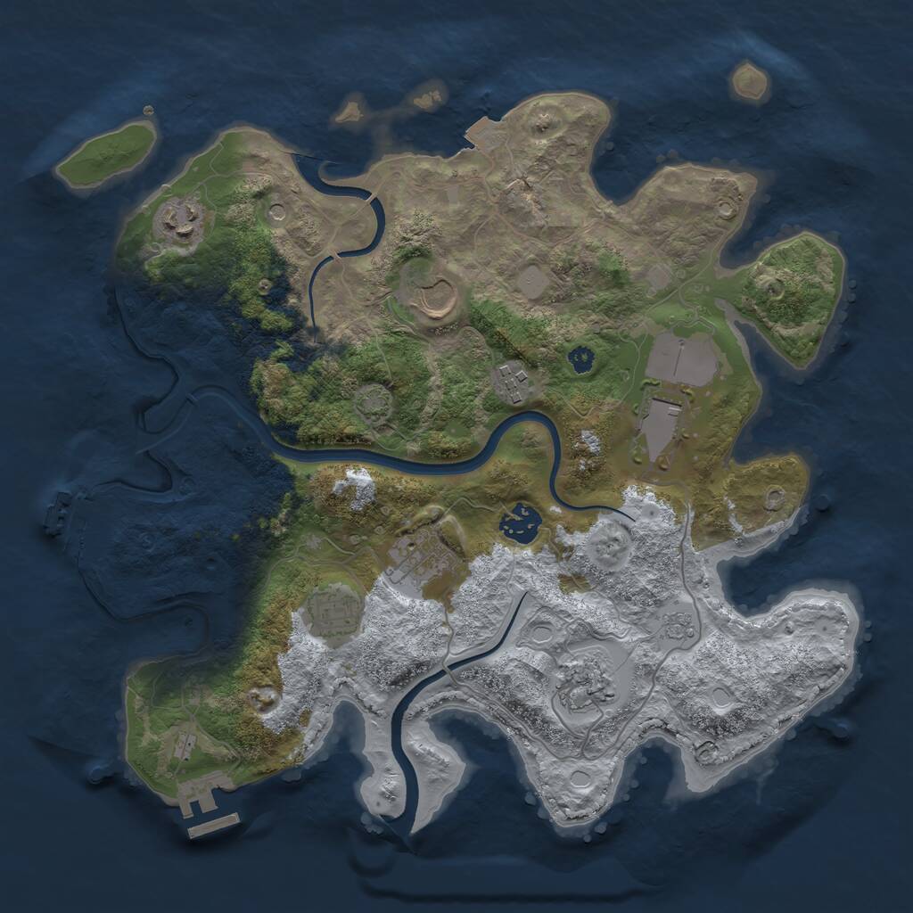 Rust Map: Procedural Map, Size: 3500, Seed: 63733089, 14 Monuments