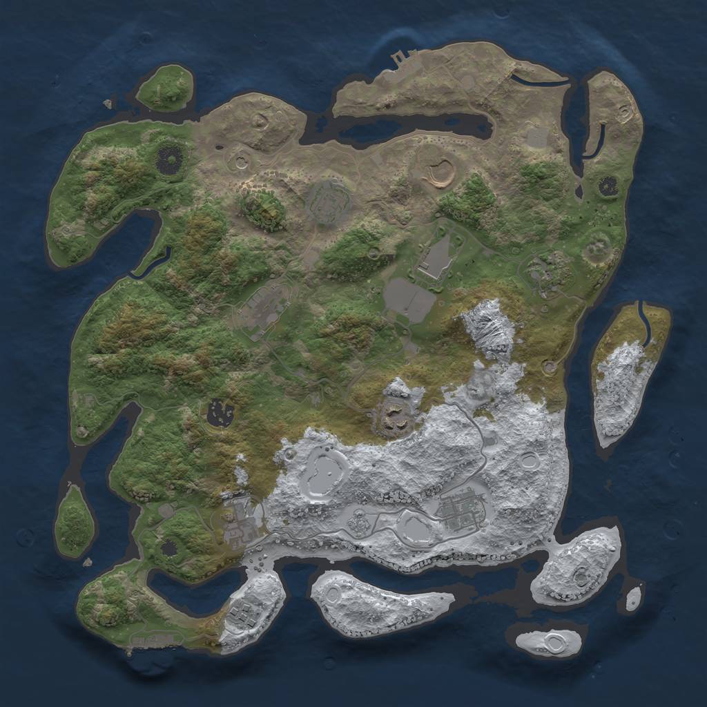 Rust Map: Procedural Map, Size: 3750, Seed: 157678019, 19 Monuments