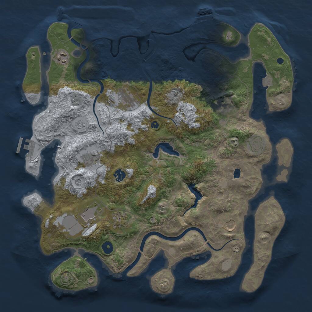 Rust Map: Procedural Map, Size: 4000, Seed: 1085298997, 16 Monuments