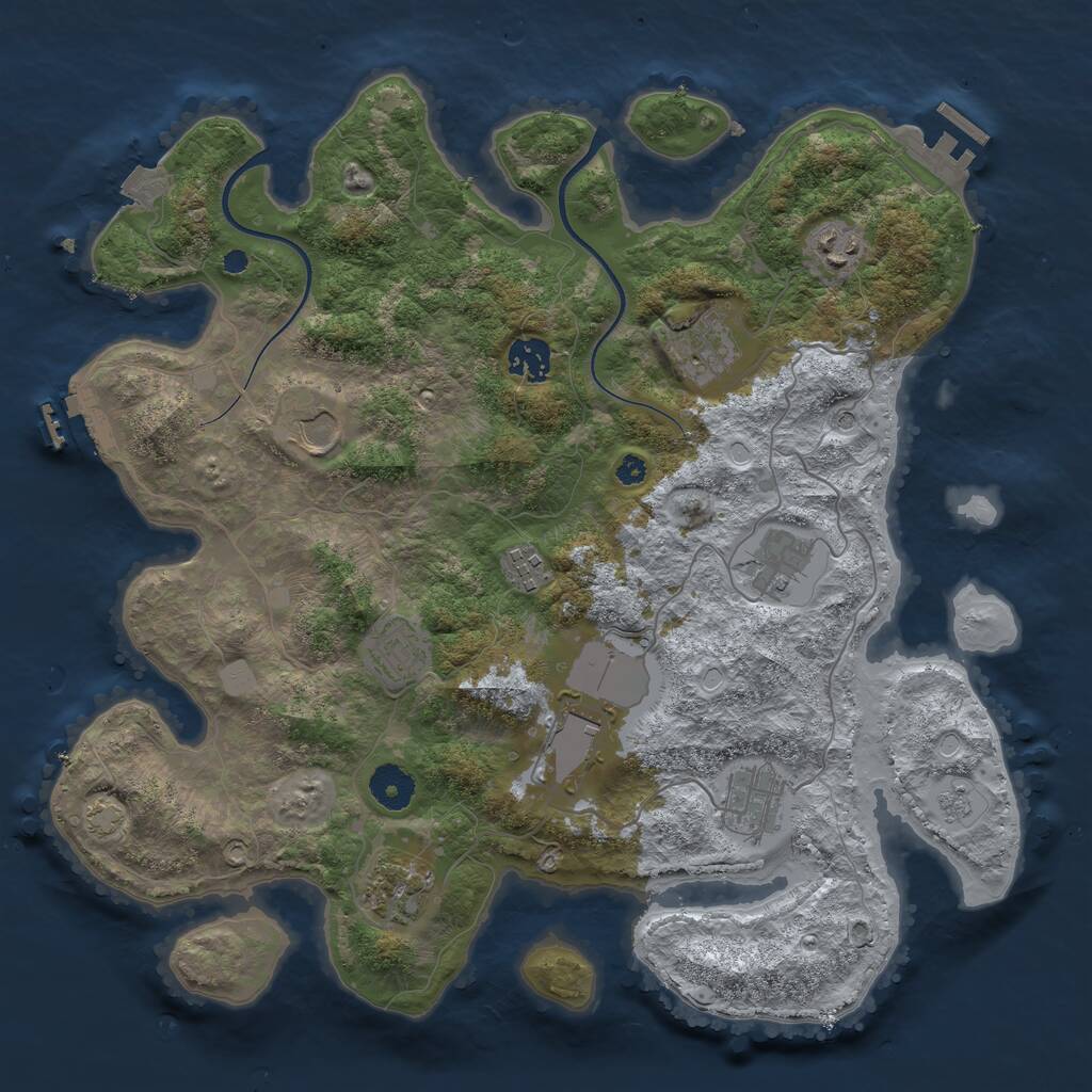 Rust Map: Procedural Map, Size: 3700, Seed: 123649044, 16 Monuments