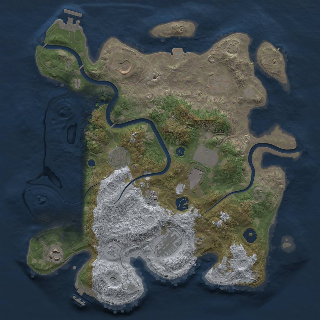 Rust Map: Procedural Map, Size: 3500, Seed: 1175813387, 14 Monuments