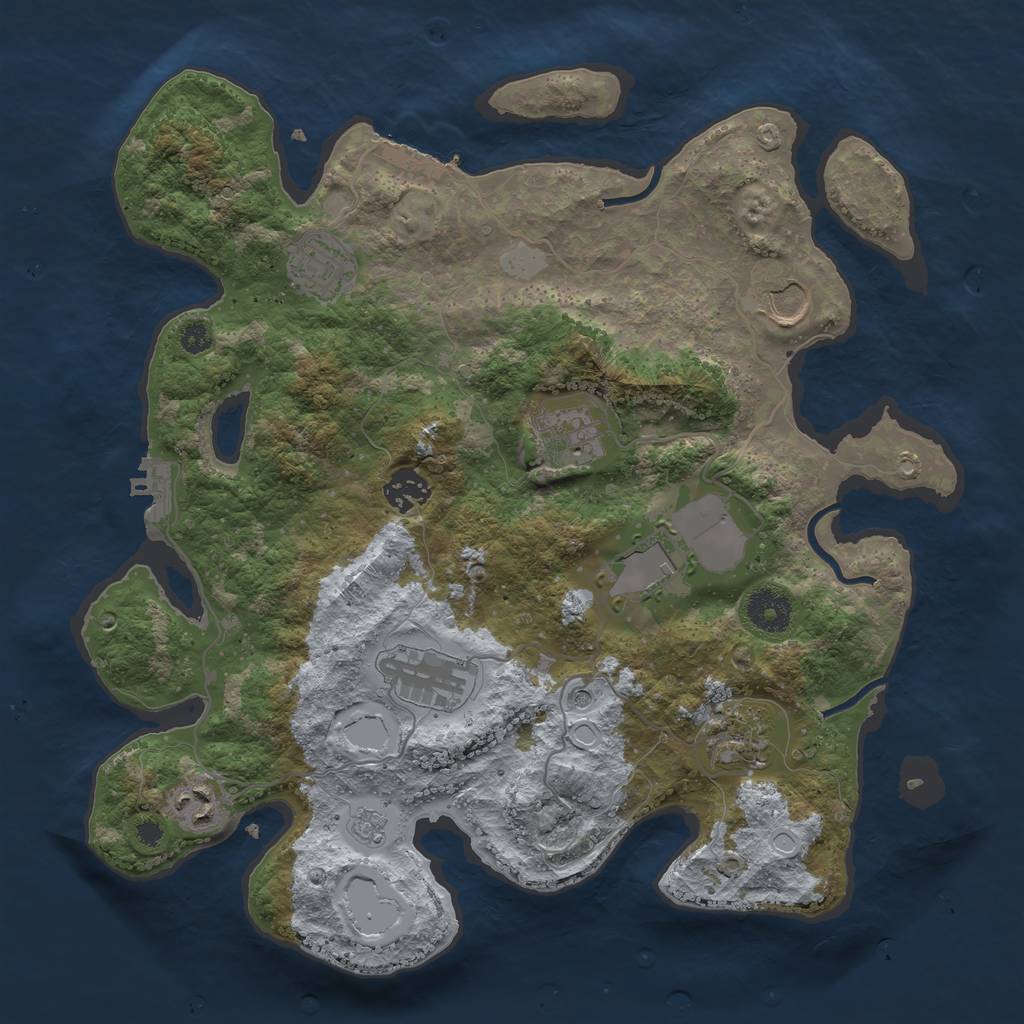 Rust Map: Procedural Map, Size: 3500, Seed: 1175813387, 15 Monuments