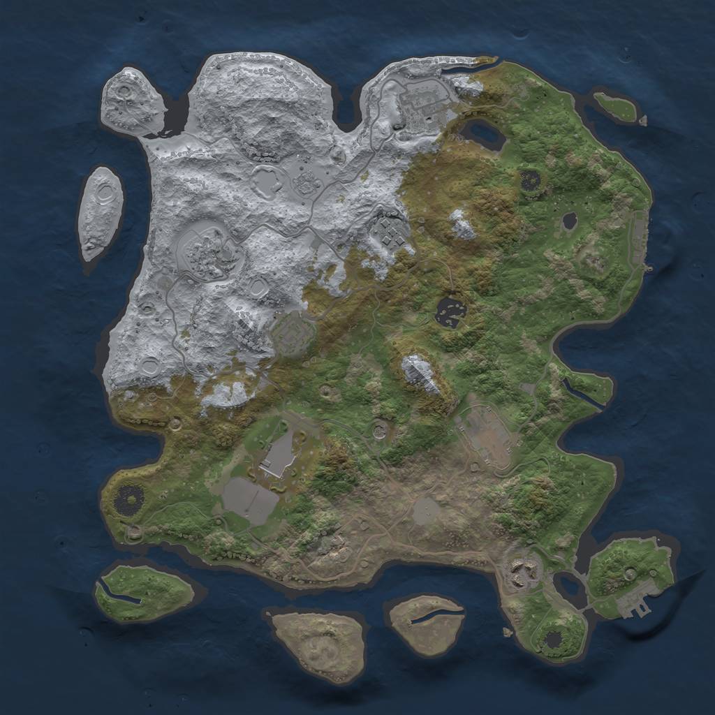 Rust Map: Procedural Map, Size: 3500, Seed: 1597353511, 17 Monuments