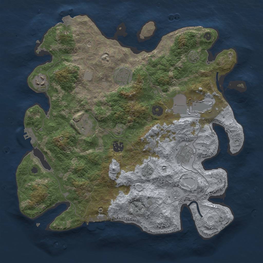 Rust Map: Procedural Map, Size: 3500, Seed: 1172085161, 15 Monuments