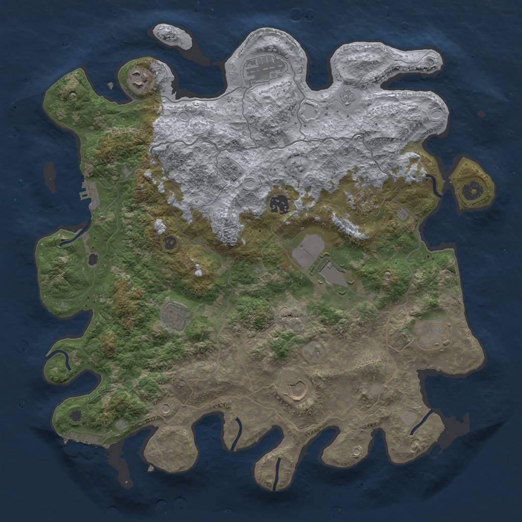 Rust Map: Procedural Map, Size: 4000, Seed: 1723546368, 16 Monuments