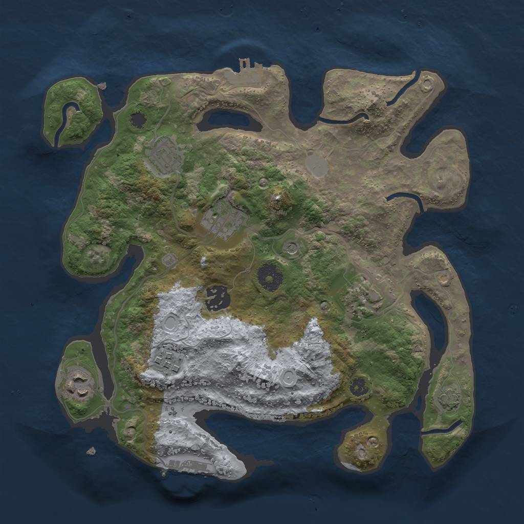 Rust Map: Procedural Map, Size: 3000, Seed: 3567, 13 Monuments