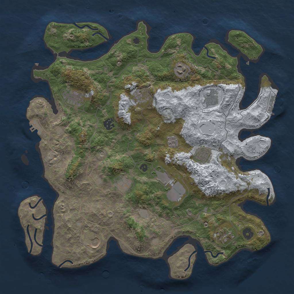 Rust Map: Procedural Map, Size: 4000, Seed: 1696223732, 20 Monuments