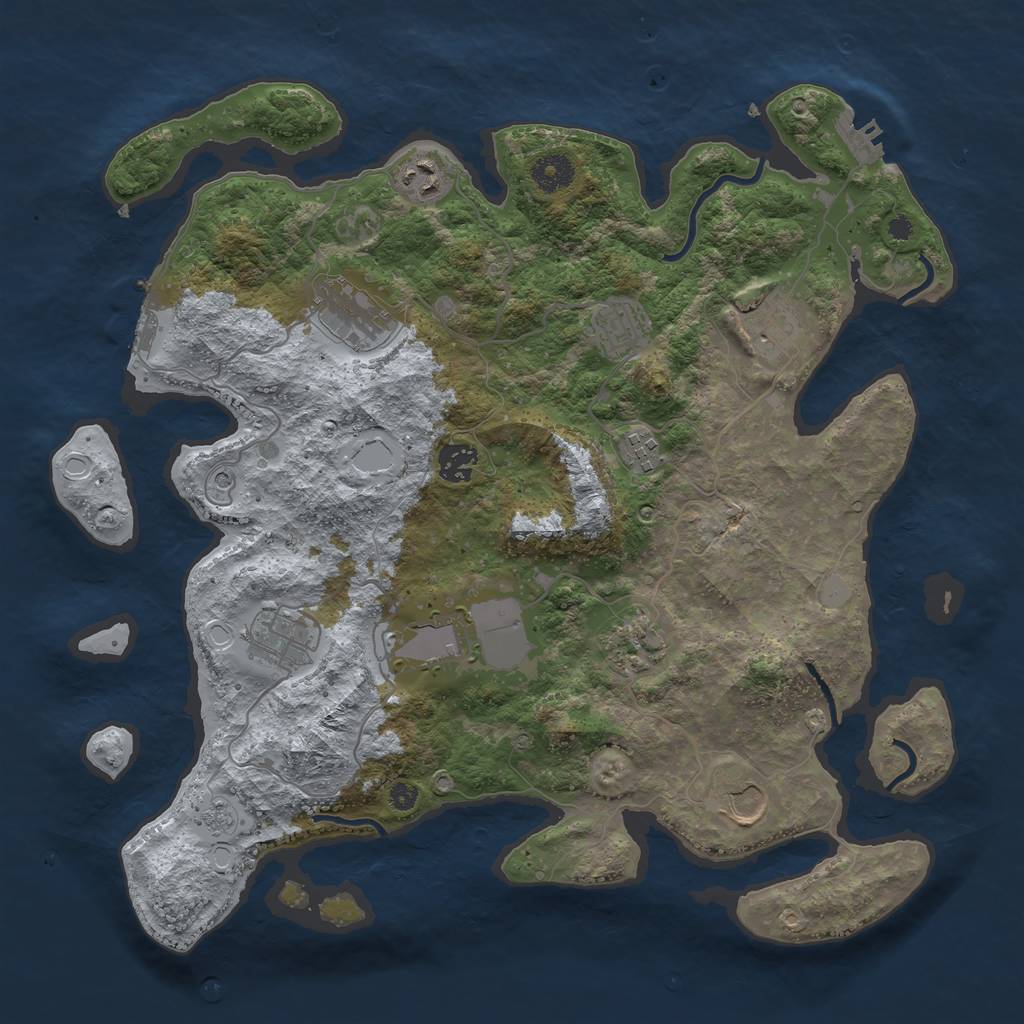 Rust Map: Procedural Map, Size: 3800, Seed: 875149326, 19 Monuments