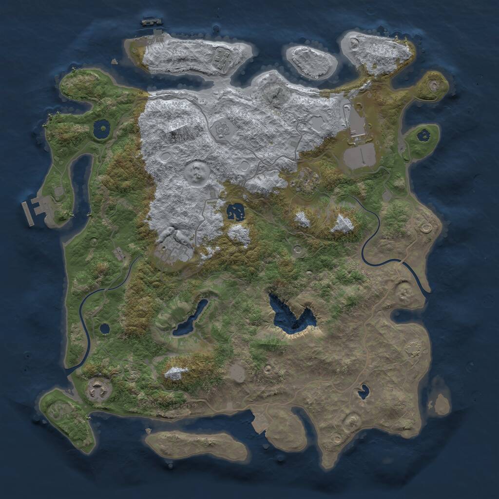 Rust Map: Procedural Map, Size: 4000, Seed: 1946891, 12 Monuments