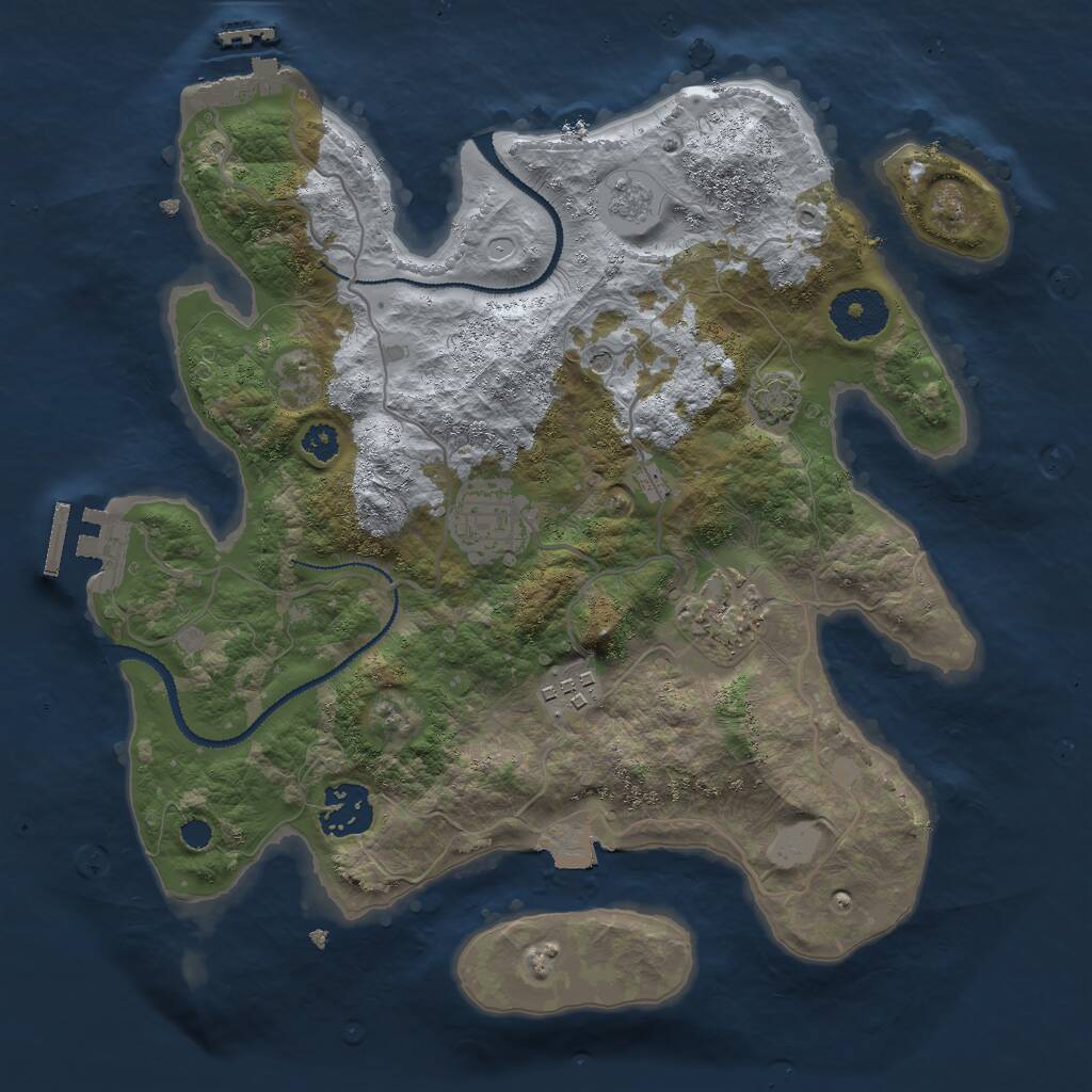 Rust Map: Procedural Map, Size: 3000, Seed: 492353929, 10 Monuments