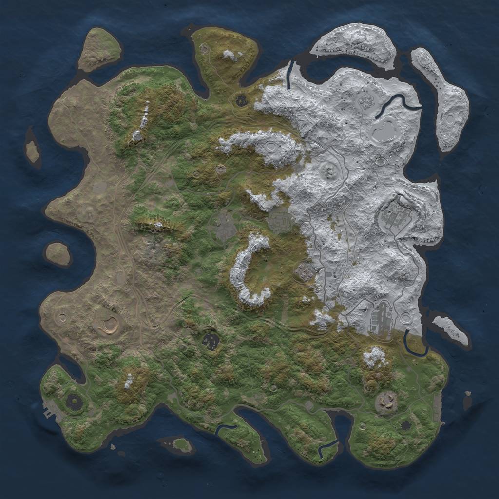 Rust Map: Procedural Map, Size: 4400, Seed: 8454481, 17 Monuments