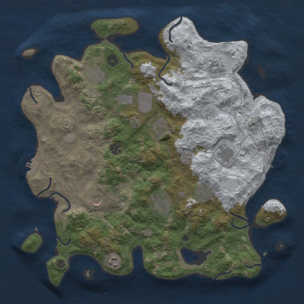 Rust Map: Procedural Map, Size: 3950, Seed: 403308420, 20 Monuments