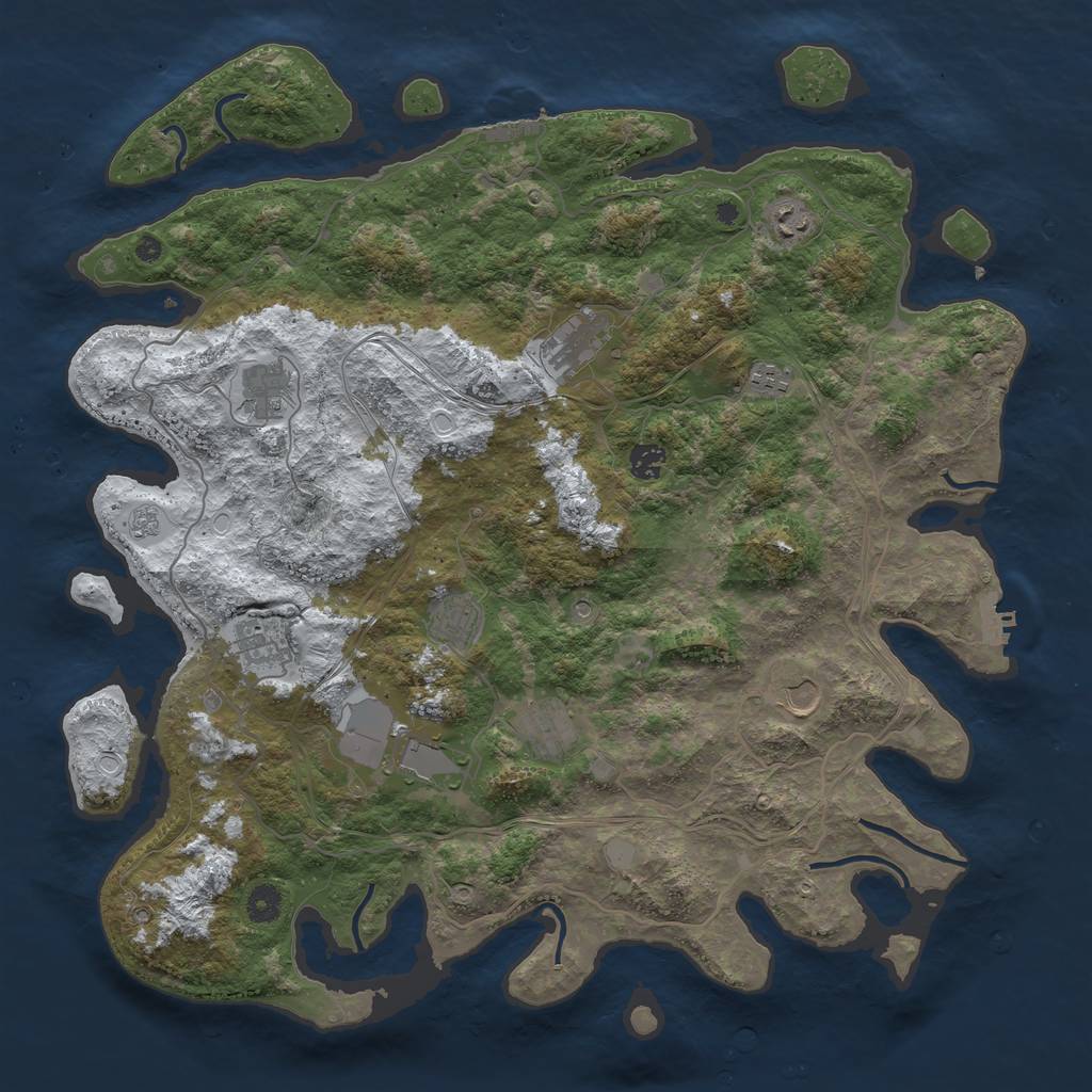 Rust Map: Procedural Map, Size: 4400, Seed: 303498746, 19 Monuments