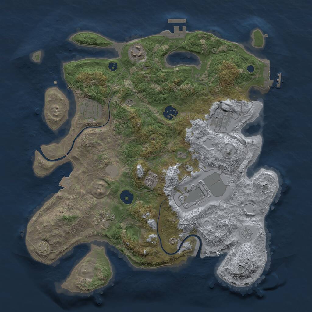 Rust Map: Procedural Map, Size: 3500, Seed: 1184511390, 13 Monuments