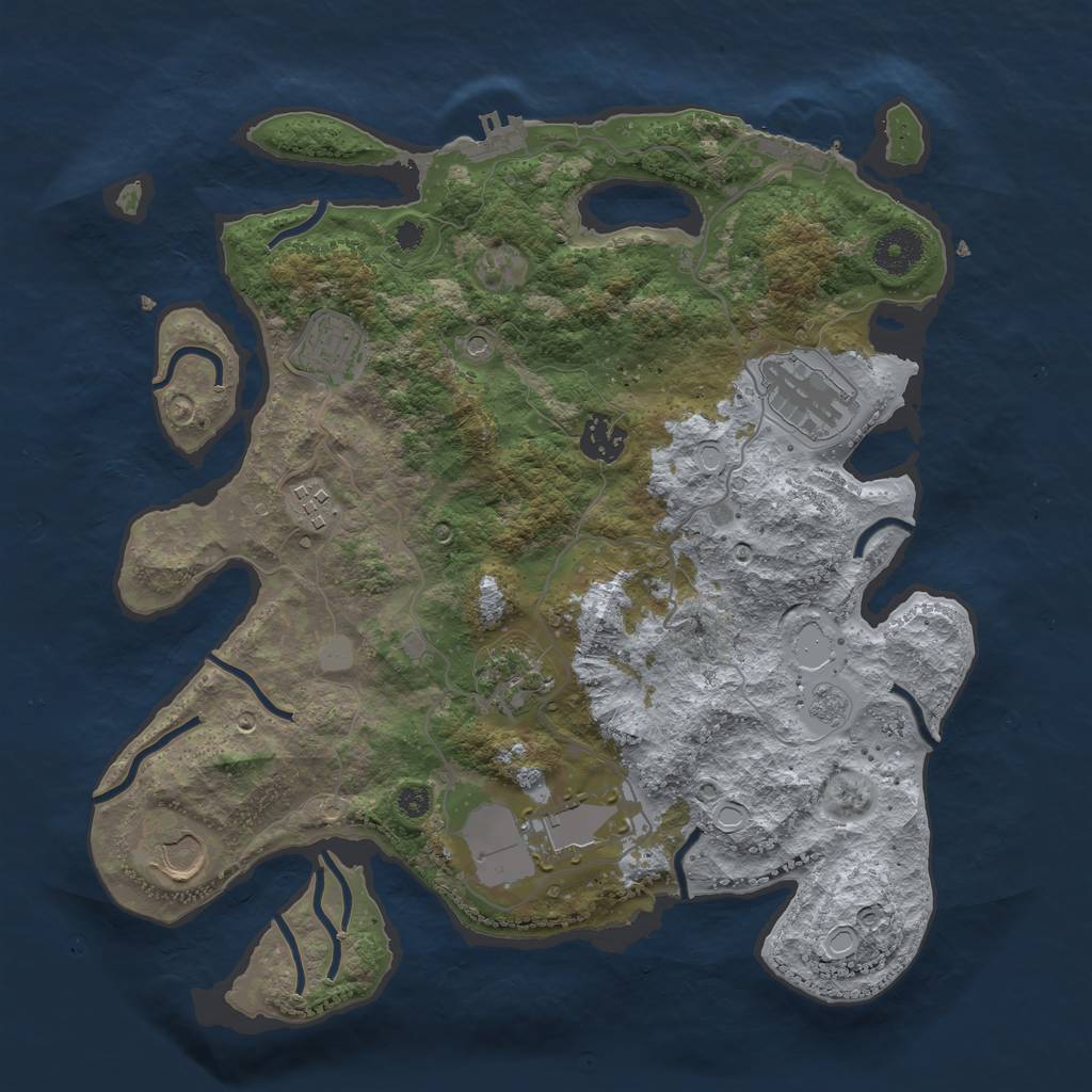 Rust Map: Procedural Map, Size: 3500, Seed: 1184511390, 14 Monuments