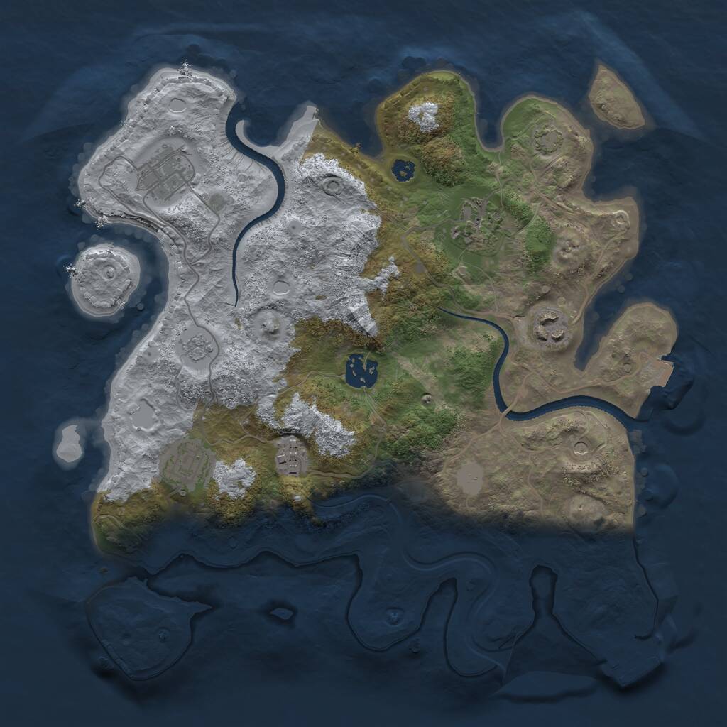 Rust Map: Procedural Map, Size: 3200, Seed: 63744, 11 Monuments