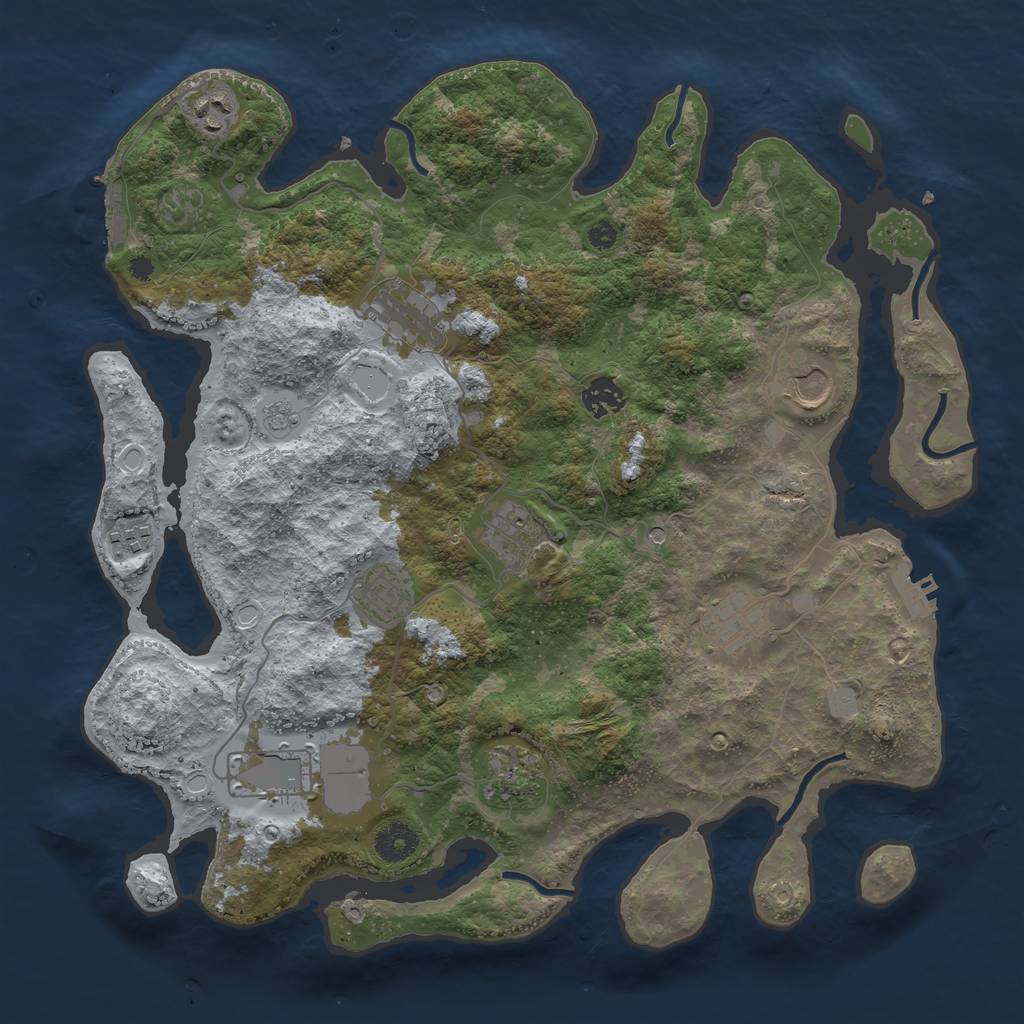 Rust Map: Procedural Map, Size: 3800, Seed: 73968398, 19 Monuments