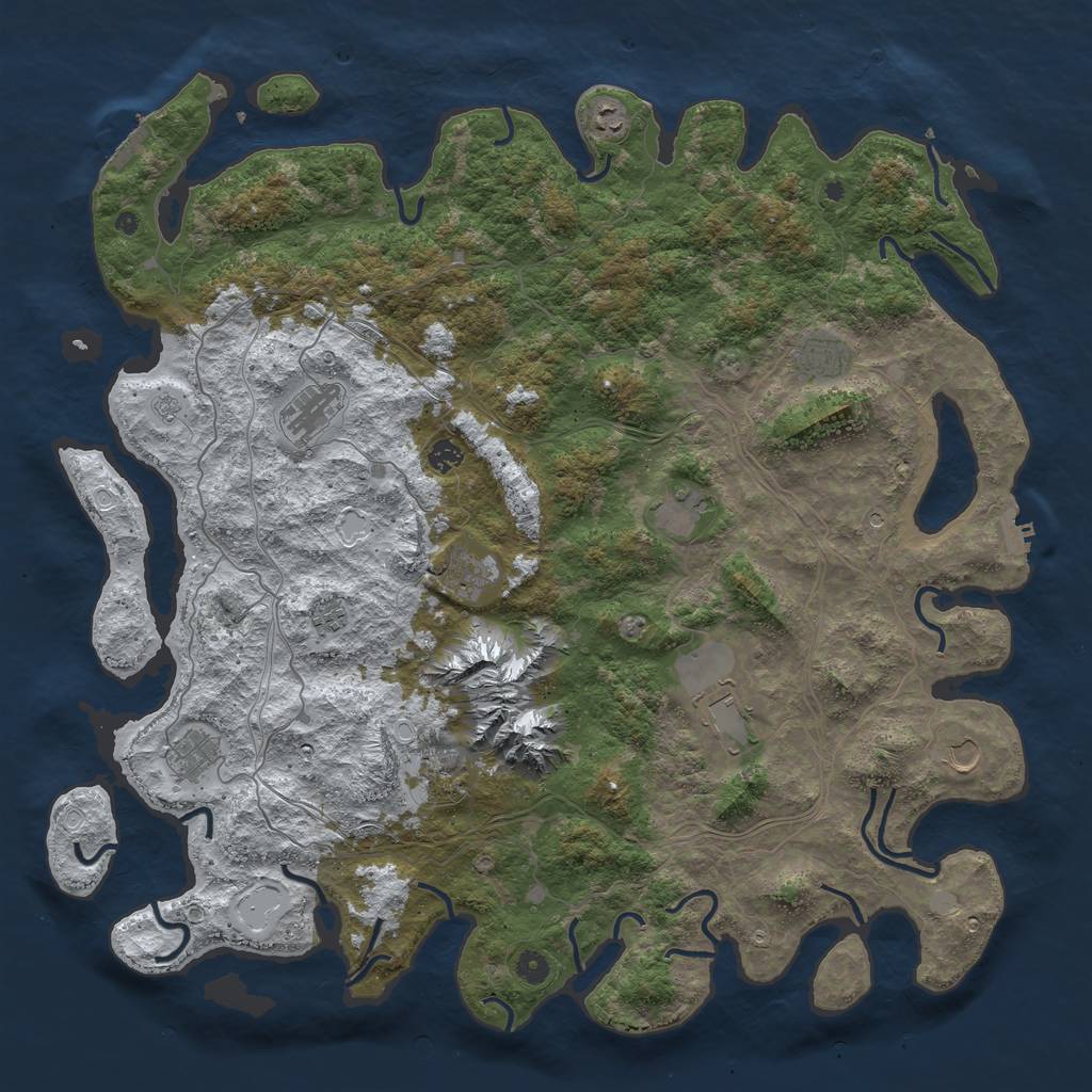 Rust Map: Procedural Map, Size: 5000, Seed: 755093791, 20 Monuments