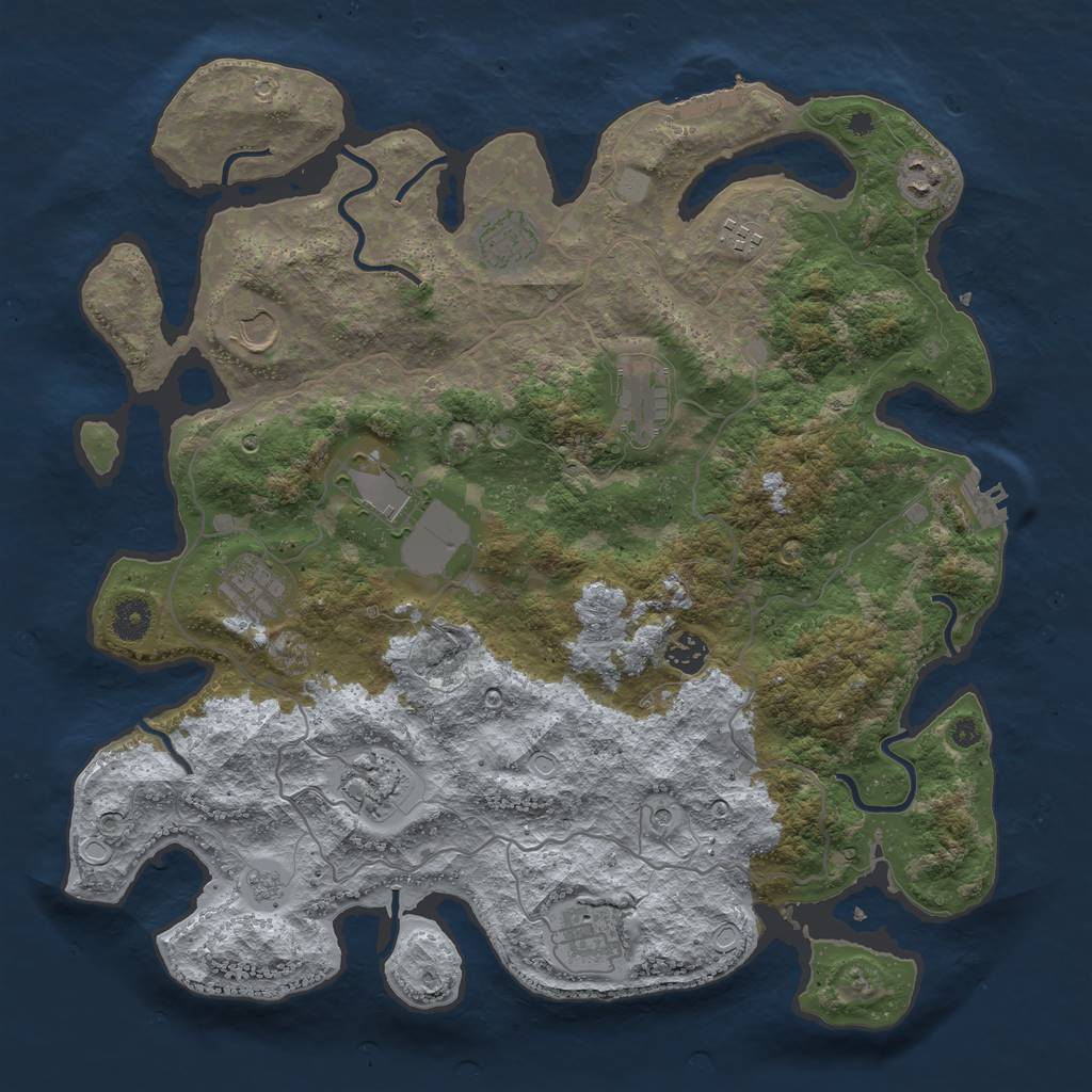 Rust Map: Procedural Map, Size: 4000, Seed: 14023, 17 Monuments